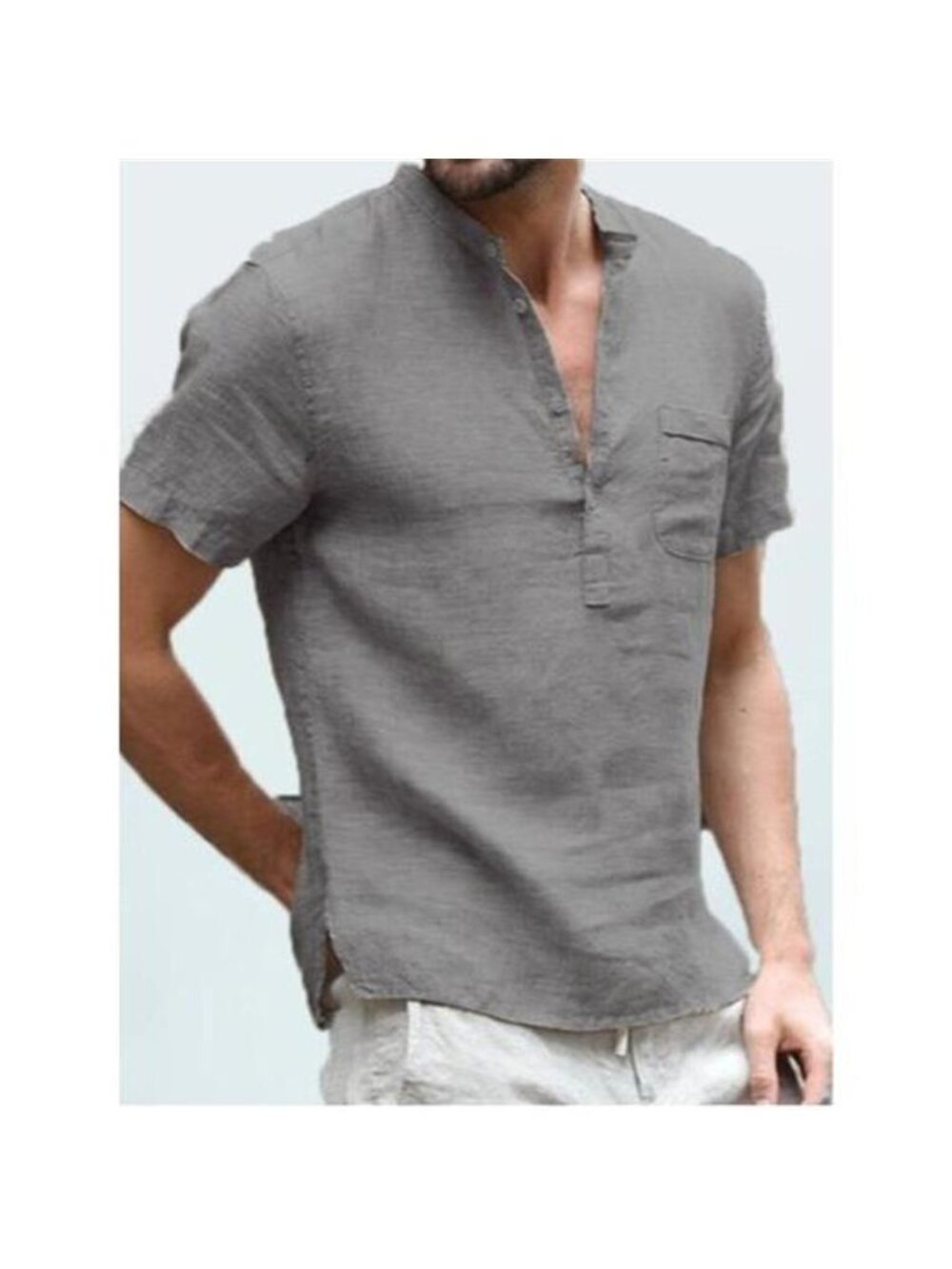 Men's Full Size Casual Solid Color Button Detail Shirt Plus Size